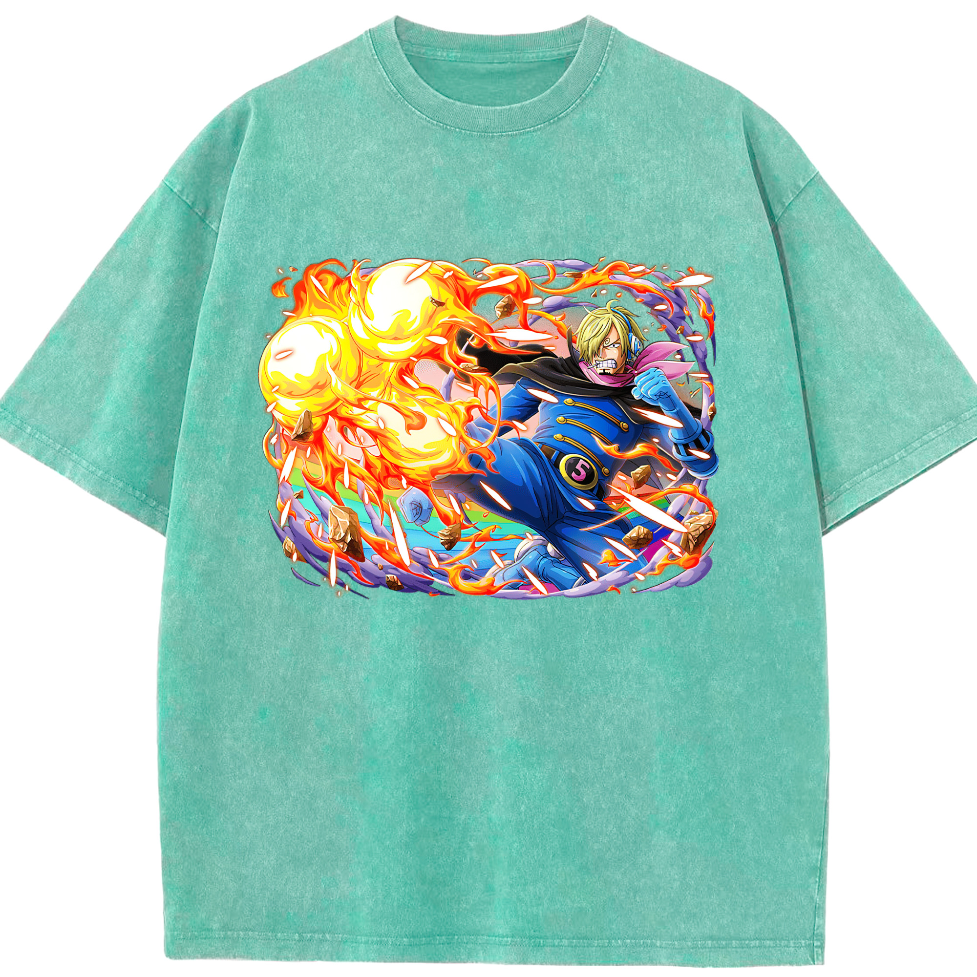 ワンピース サンジ ONE PIECE Sanji 綿100% ヴィンテージ風 半袖Tシャツ（フロントプリント）